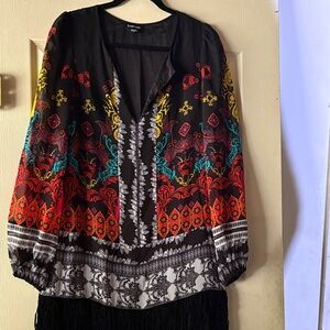 Bebe Chicwish Vibrant Red and Black Bohemian dress